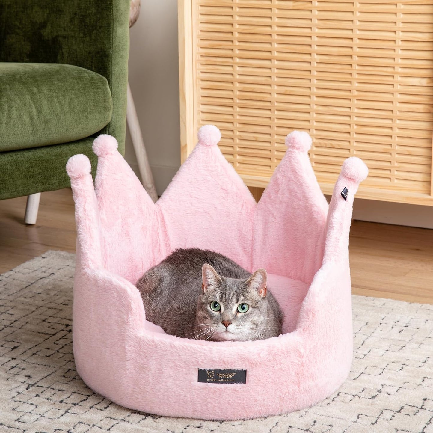 Crown Dog & Cat Fun Bed Cloud Prive Collection - Royal Blush Pink