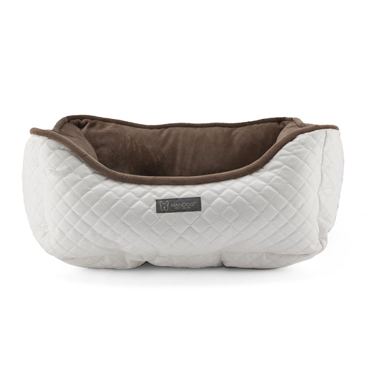 PRIVE COLLECTION QUILTED VEGAN LEATHER (WHITE/ BROWN)